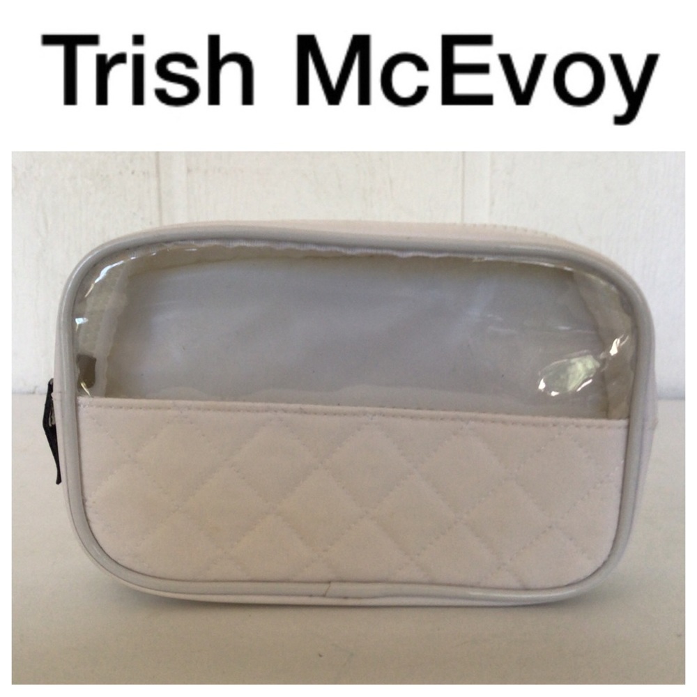 TRISH MCEVOY QUILTED WHITE MAKEUP BAG